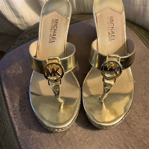 michael kors simone sandal gold|poshmark Michael Kors gold sandals.